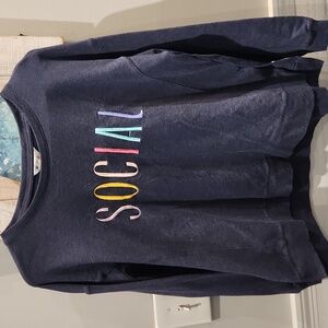 EUC Wildfox Social Women's sz L Sweatshirt w/bottom side slits